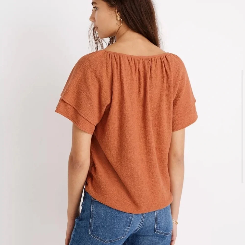 Madewell Texture & Thread | Ruffle Tiered-Sleeve Top - Picture 3 of 6